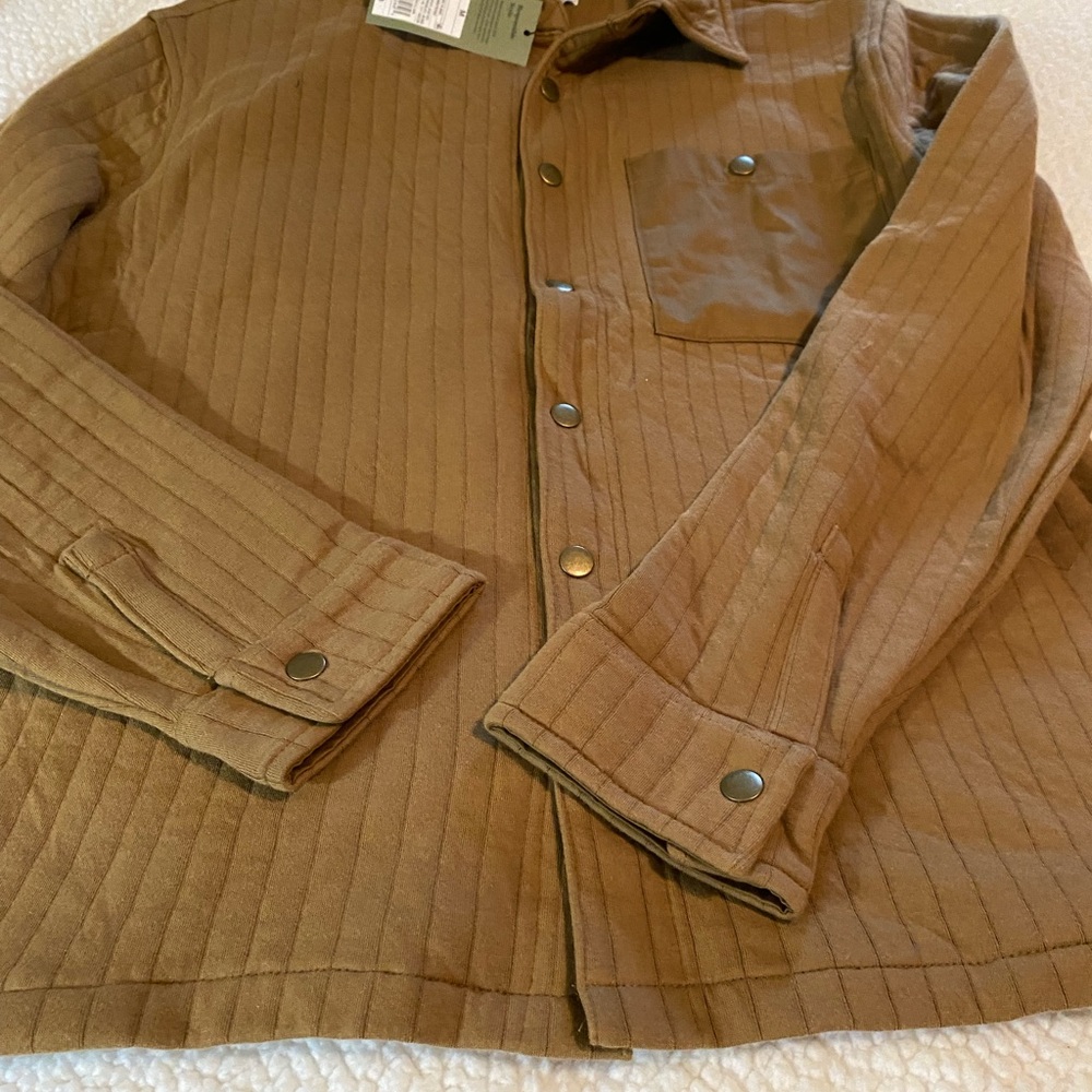 Brown Lightweight Shirt Jacket with Quilted Design Size Medium.  NWT - Picture 3 of 12